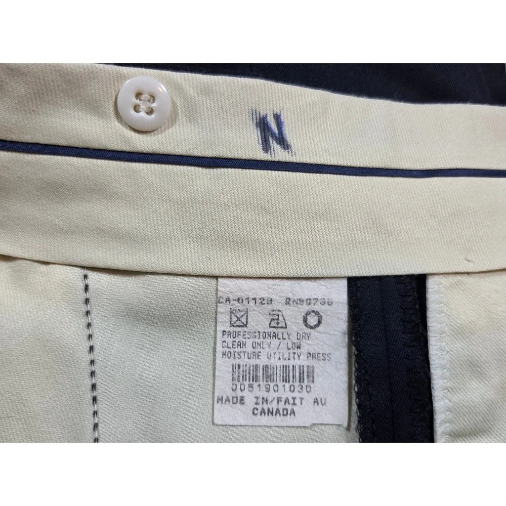 Polo Ralph Lauren University Club Mens Navy Blue Pleated Cuffed Wool Pants 36x31